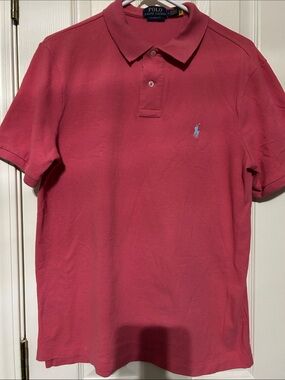 Polo by Ralph Lauren Men's Raspberry Short-Sleeve Polo with Light Blue Pony